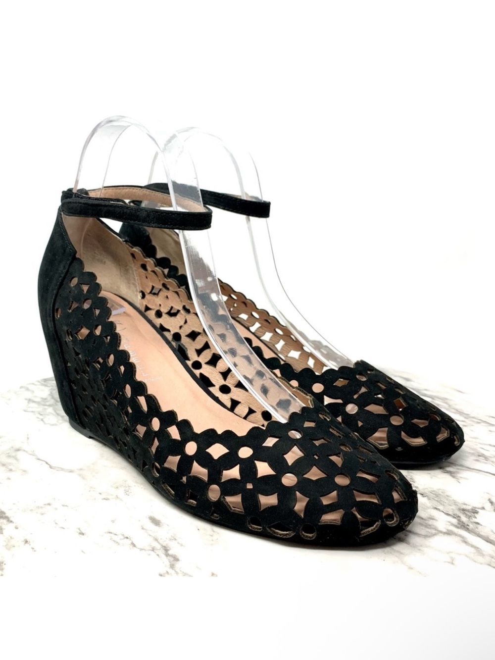 Jeffrey Campbell Delaisy Laser Cut Daisy Ankle Strap Wedges 9.5 Edgy Bohemian